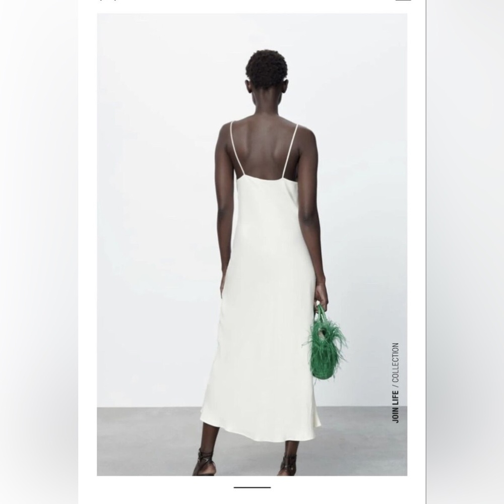 ZARA LINGERIE STYLE SATIN SLIP DRESS - CREAM - Picture 2 of 4